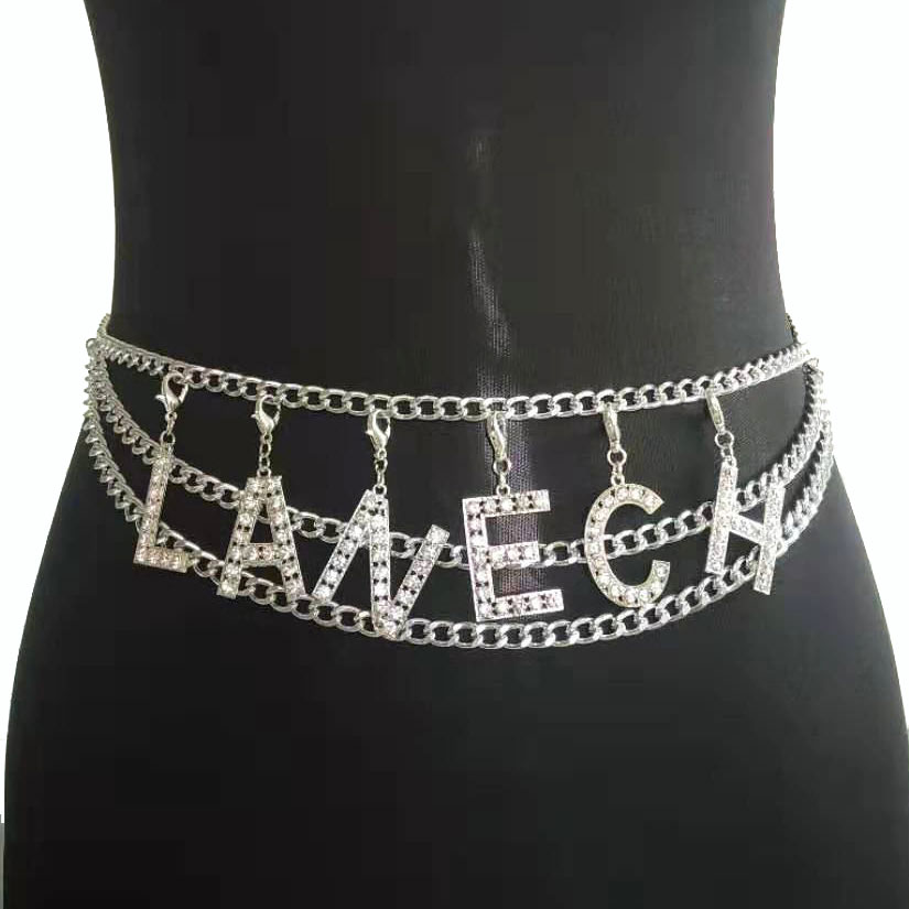 Da Donna Argento Catena Cinghia Diamante Ciondolo Moda Cintura Per Ragazze Fashions