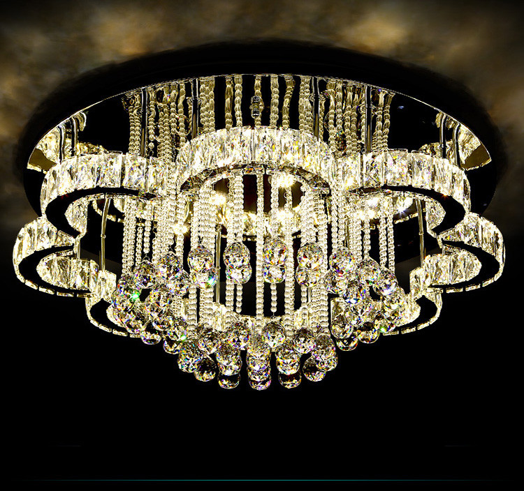 

Modern LED Chandelier Round K9 Crystal Ceiling Lights for Living Room Dining Room Restaurant Lighting Fixture