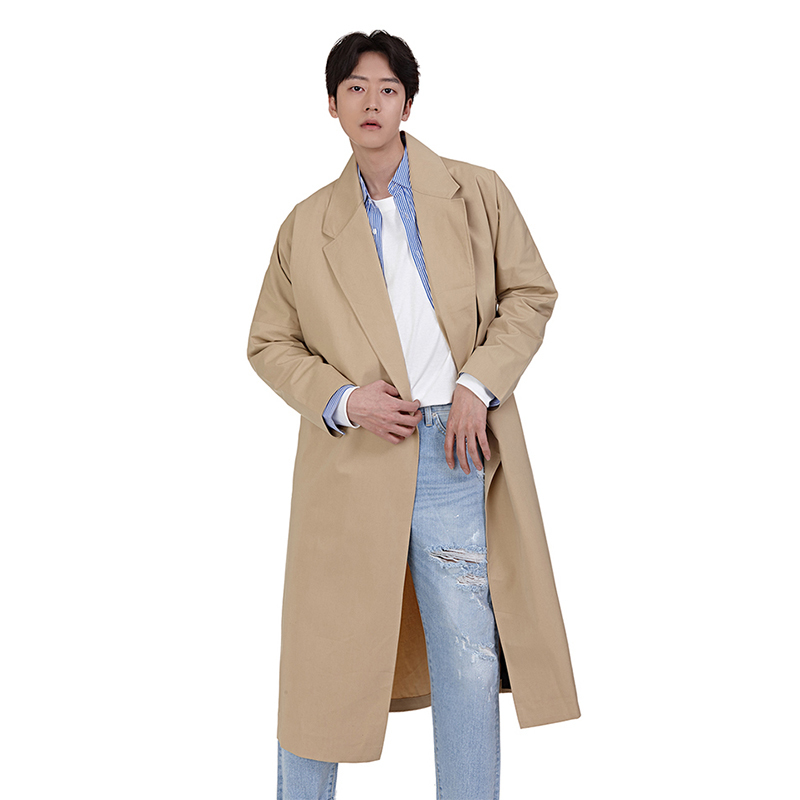 

Japan Style Turn Down Collar Long Sleeve Loose Men Trench Coat 2018 Autumn Casual Youthful Cotton Lapel Male Windbreaker -2XL, Black