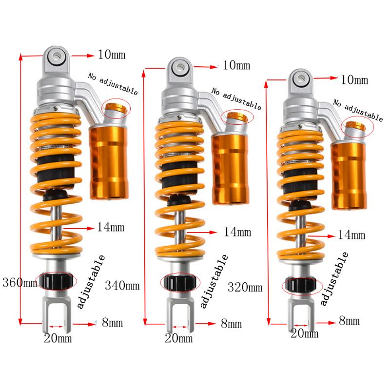 

320mm 340mm 360mm Motorcycle Adjust Damping Absorber Rear Suspension For Motor Scooter ATV Quad BWS Nmax Xmax Aerox