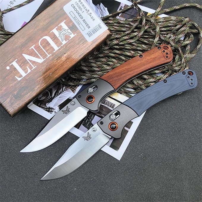

Hot! Benchmade 15080 Pocket Folding Knife S30V Satin Blade G10/Rosewood + Stainless Steel Sheet Handle With Wood Box