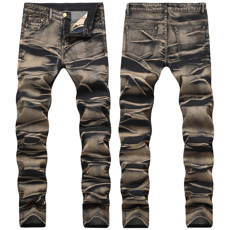 

Men's Distressed Ripped Skinny Jeans Fashion Mens Jeans Slim Motorcycle Moto Biker Mens Denim Pants Hip Hop Men Jeans 1606, Blue