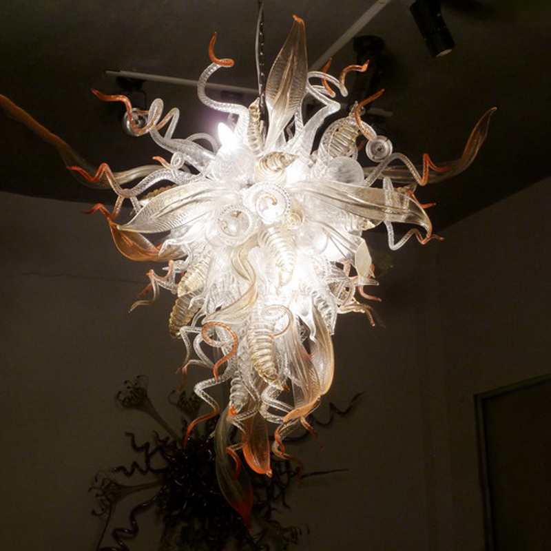 

Lamp Creative Leaf Chandeliers House Decoration Living Room Lamps Modern Pendant Lights E27 LED Bulbs Hand Blown Art Glass Chandelier Light