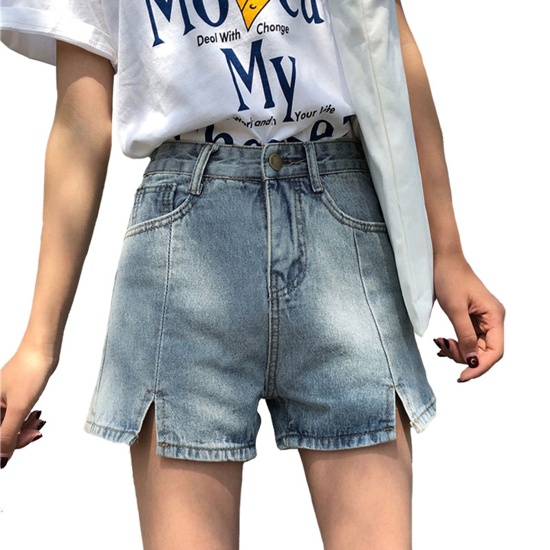 

Women Shorts Summer New Korean-Style High-Waist Jean Shorts Women' Plus Size Loose-Fit Wide-Leg Woman, Light blue