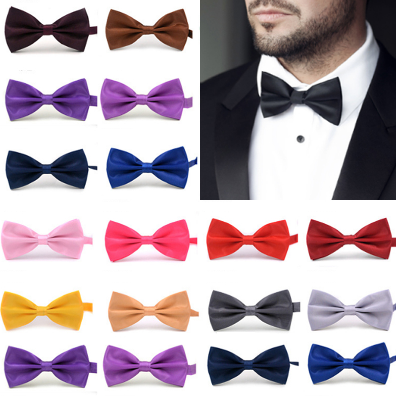 

Gentleman Men Classic Satin Bowtie Necktie For Wedding Party Adjustable Bow tie knot Black/White/Silver