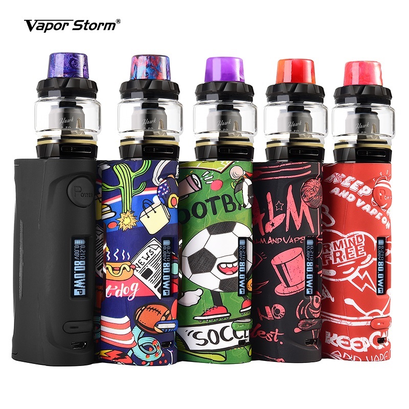 

Original Vapor Storm Pum Baby Starter Kit with 80W TC VW Box Mod 6ml Hawk Atomizer Tank Electronic E Cigarettes ECO Pro Vapor Vape Vaporizer, Vape on black mod