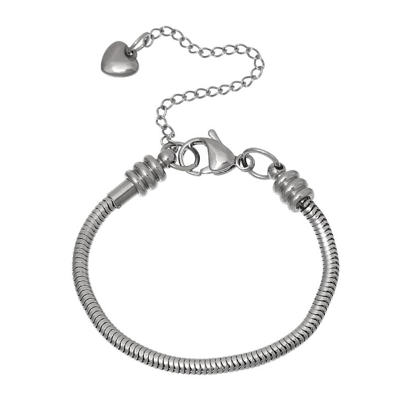 

304 Stainless Steel Snake Bracelet Lobster Clasp Extension Chain Clamp Bracelet for Woman DIY Snake Chain for Large Hole Beads