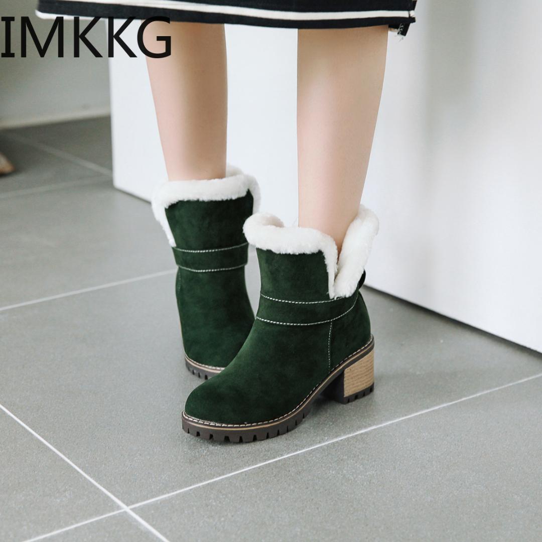 women's shoes chunky heel fur lined boots