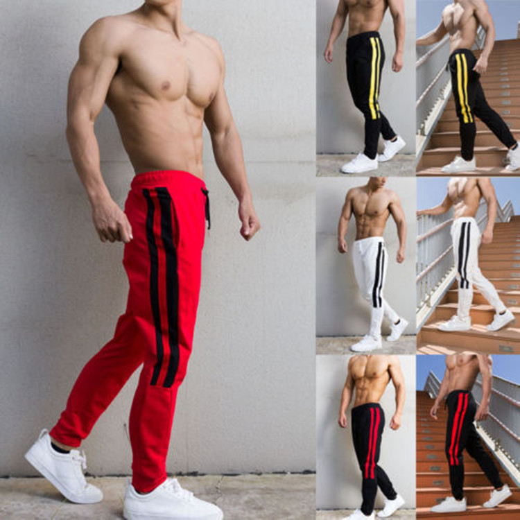 

Fashion Casual Sports Men's Pants Color Matching Slim Trousers Spring and Autunm Full Length Pencil Pants 3XL, Black