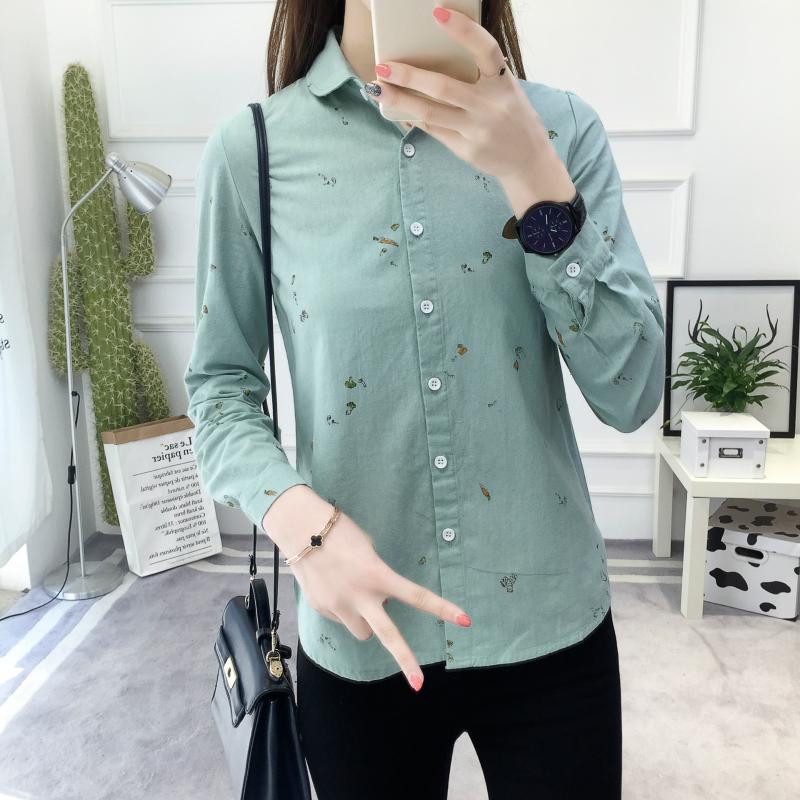 

New Women Cotton Blouse Long Sleeve Flower Printed White Shirts Casual Slim Pastoral Floral Blusas Femininas Camisas Roupas