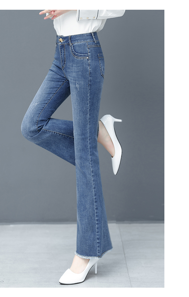 

The Blue Spring Of Tall Waist Bootleg Jeans Trousers Of Cultivate One'S Morality Show Thin Female Soil Wide-Legged Pants Big Yards Fat Mm Fl