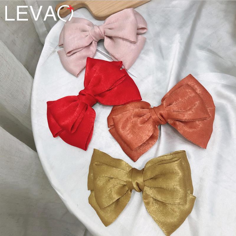 

Levao Three-Layer Large Bowknot Hairpin Satin Hair Clip for Girl Ponytail Spring Clip Solid Hair Bow Hairpins Accessories