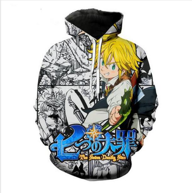 

Women/Men's Harajuku Style The Seven Deadly Sins Dragon Casual 3d Printed Crewneck Sweatshirts Hoodies Unisex Sportwear Coat R010, Black
