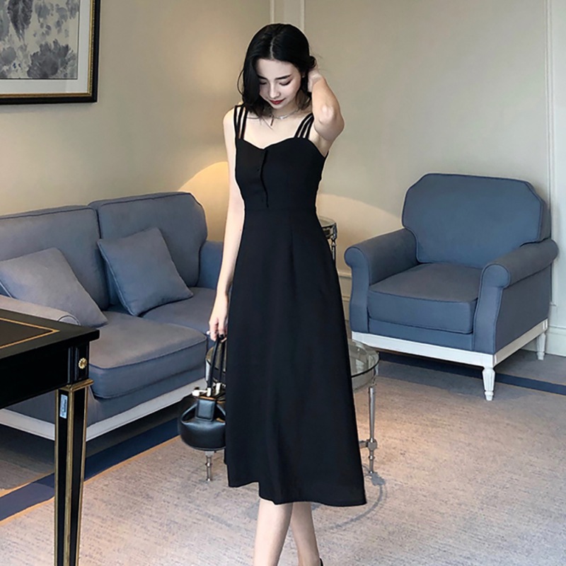 

Women Black Sling Dresses Sexy Off Shoulder Party Dress Fashion Summer Dress