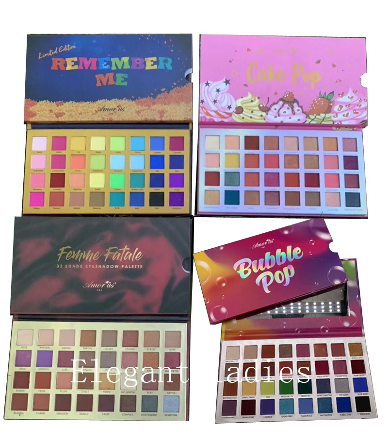 

New Makeup Amor us 32colors Eyeshadow Palette Remember Me Bubble pop Cake pop Famme Fatale Matte Shimmer Eye Powder Palette, Multi