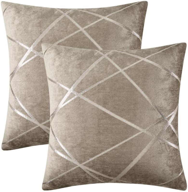 

Geometric Stripe Cushion Covers Cases for Sofa Bed Home Decoration Couch Throw Pillow Covers Cases 45x45 50x50 Pillowcases Grey, Ivory