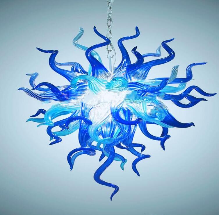 

Lamps LED Flush Mount Ceiling Lights House Decoration Hand Made Blown Glass Art Chandelier in Blue Color