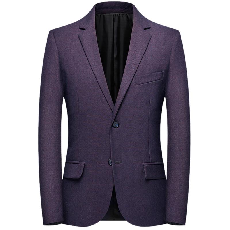 

Winter Men's Business Casual Plaid Purple Blazer Slim Pocket Business Classic Two Button Lapel Full Size Suit Blazer Coat #BL4, As pic