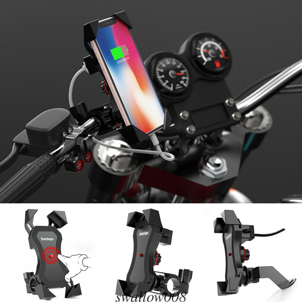 

360° Bicycle Motorcycle Bike Phone Mount Holder USB Charger For Cell Phone GPS Universal Adjustable Bracket Accessories