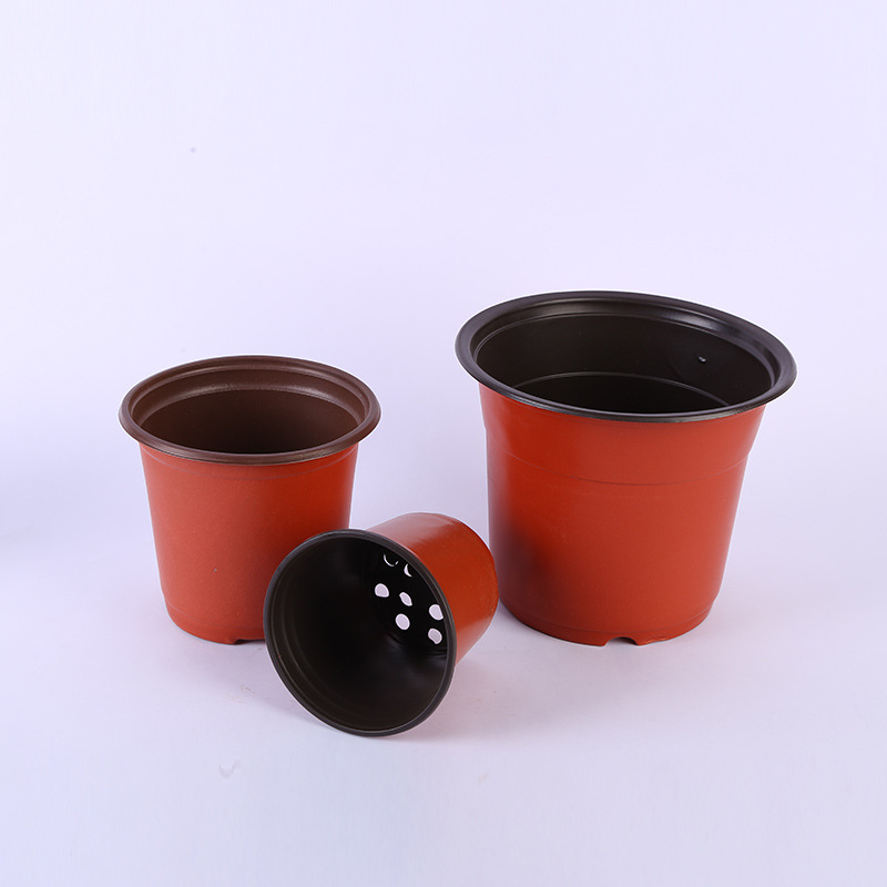 

Multi-size Double Color Flower Pots Plastic Red Black Nursery Transplant Basin Unbreakable Flowerpot Home Planters Garden Supplies BC BH3637