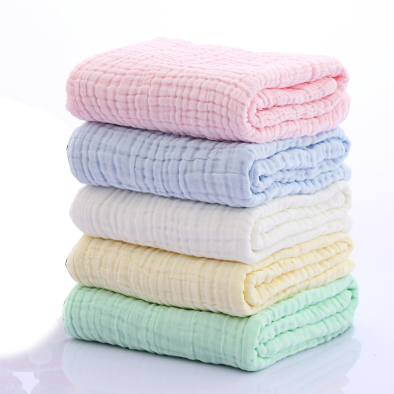 

2018 New Blanket Newborn Infant Swaddle Printing Towel Non-fluorescent Six-layer Gauze Bath Towel Cotton, Sky blue