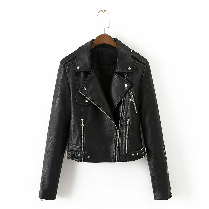 

Spring 2020 new women' casual long sleeve fit coat lapel zipper sexy jacket street fashion women' wear, Black