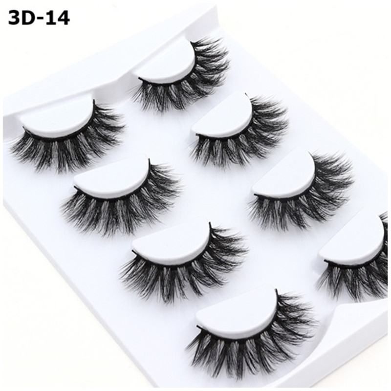

New Hot 4Pairs/set False Eyelashes Natural Thick Fake lashes Eyelash Extension Makeup Faux 3D Mink Eyelashes Beauty
