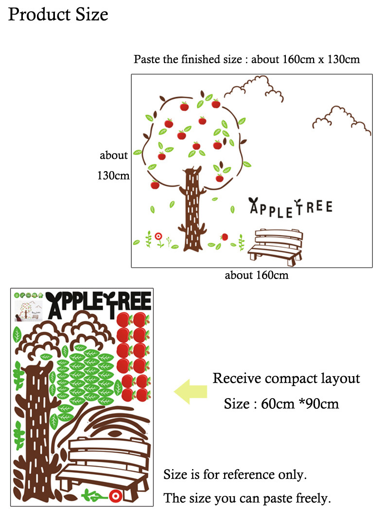 لطيف شجرة التفاح الجدار ملصق للأطفال الطفل غرفة المعيشة غرفة نوم