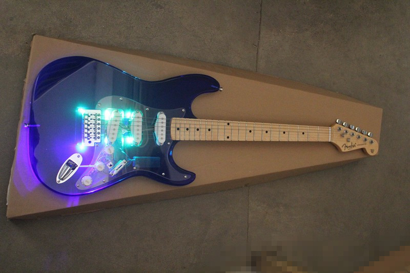 

Standard guitar blue organic glass acrylic electric guitar body colorful lamp