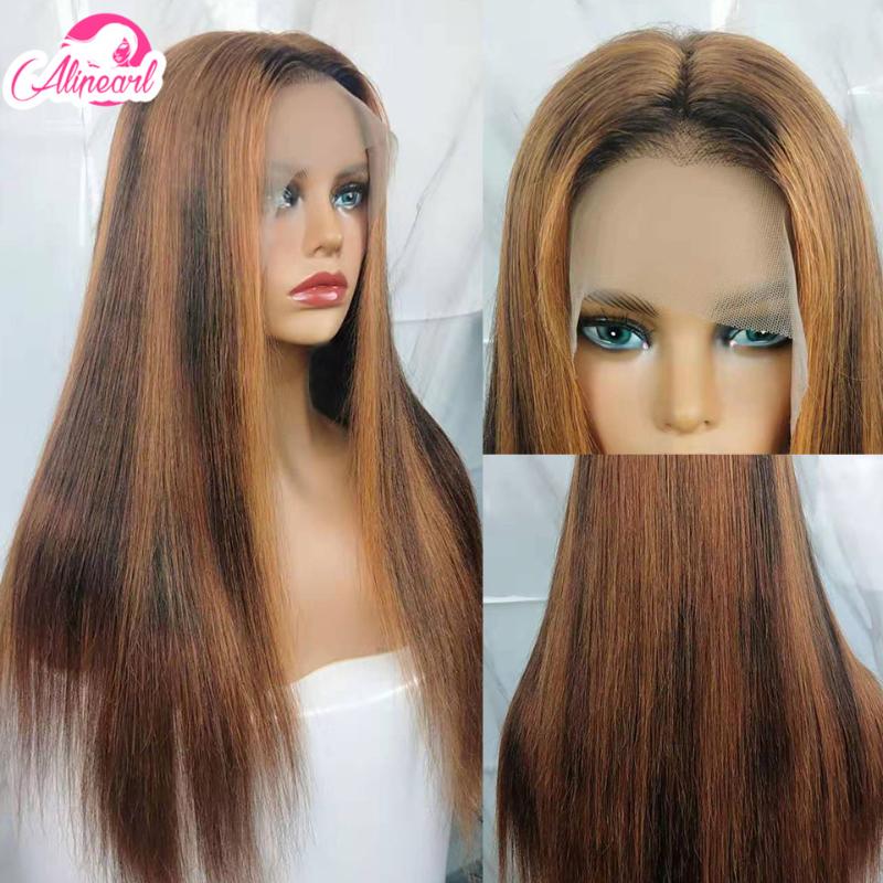 

Colored Straight Lace Front Human Hair Wigs PrePlucked 180% 250% Density Brazilian Virgin Hair Wigs For Black Women AliPear, As pic