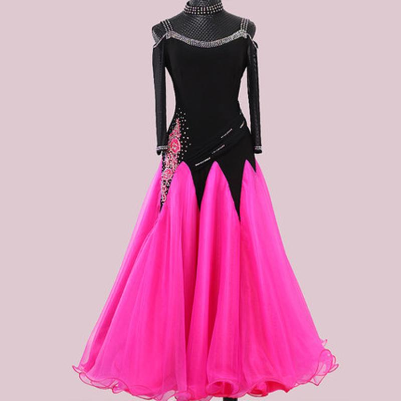 

High End Ballroom Dress Ceremony Show Dress Social Dance Competition Waltz Tango Performing Clothing Stage Costume, Rose red