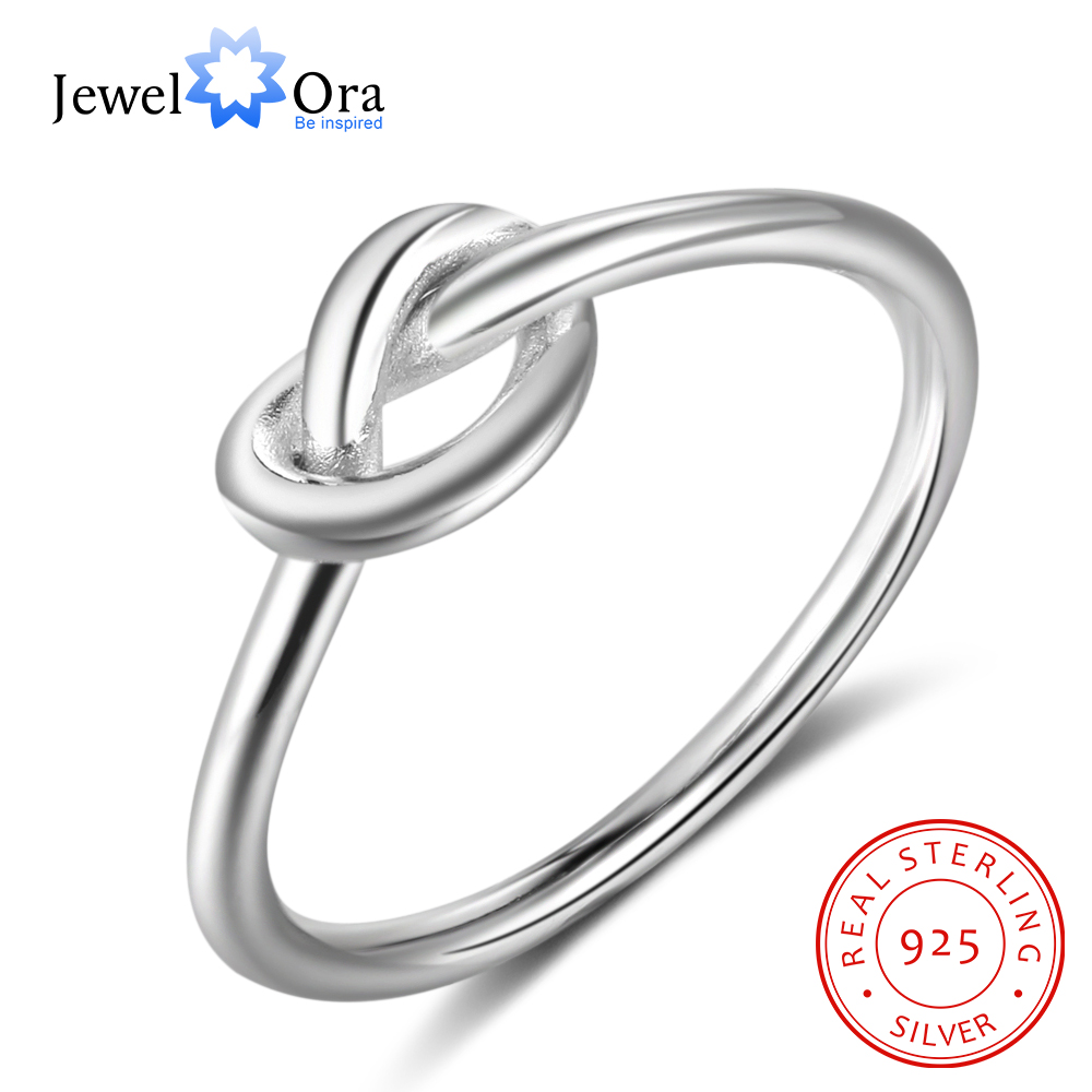 

Genuine 925 Sterling Silver Knot Rings for Women Girls Female Finger Jewelry Birthday Gift for Best Friend (JewelOra RI102297), Slivery;golden