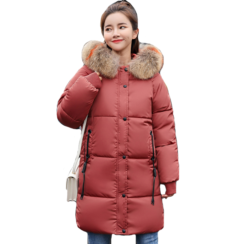 

2019 High Quality Women Winter Jacket Hooded Oversized Breasted Buttons Female Coat Long Warm Thicken Parka Parkas Camperas, Beige