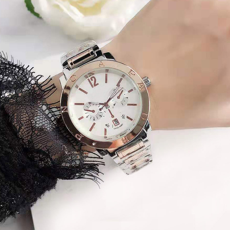 

Fashion Brand Watches for Women's Girls Date Calendar steel metal band Quartz wrist Watch P49, Slivery;brown