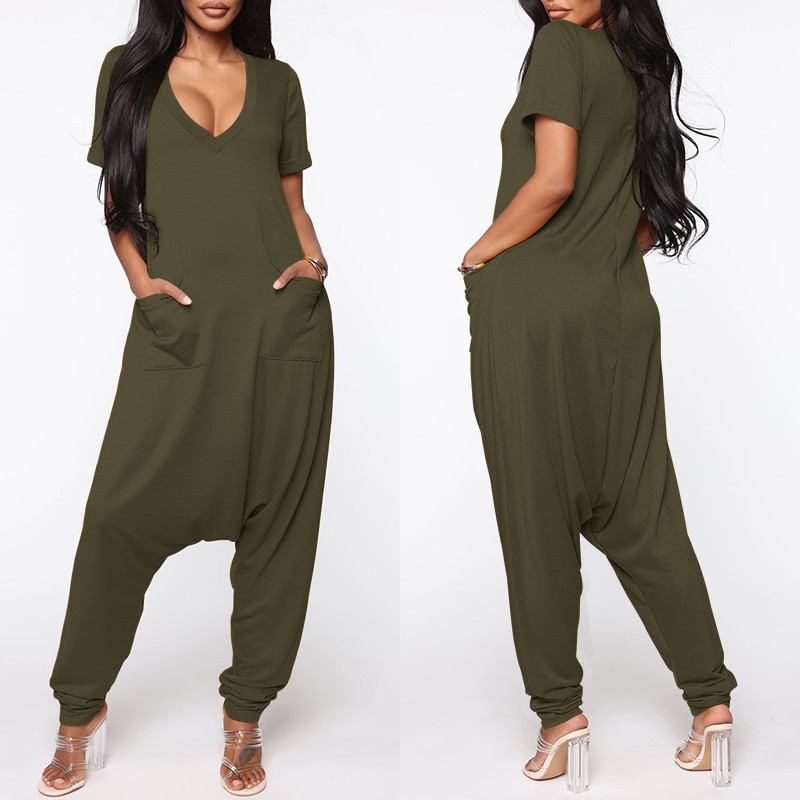 

ZANZEA 2020 Stylish Drop Crotch Jumpsuits Women' Summer Overalls Casual Short Sleeve Playsuits Female Solid Pants Plus Size, Black