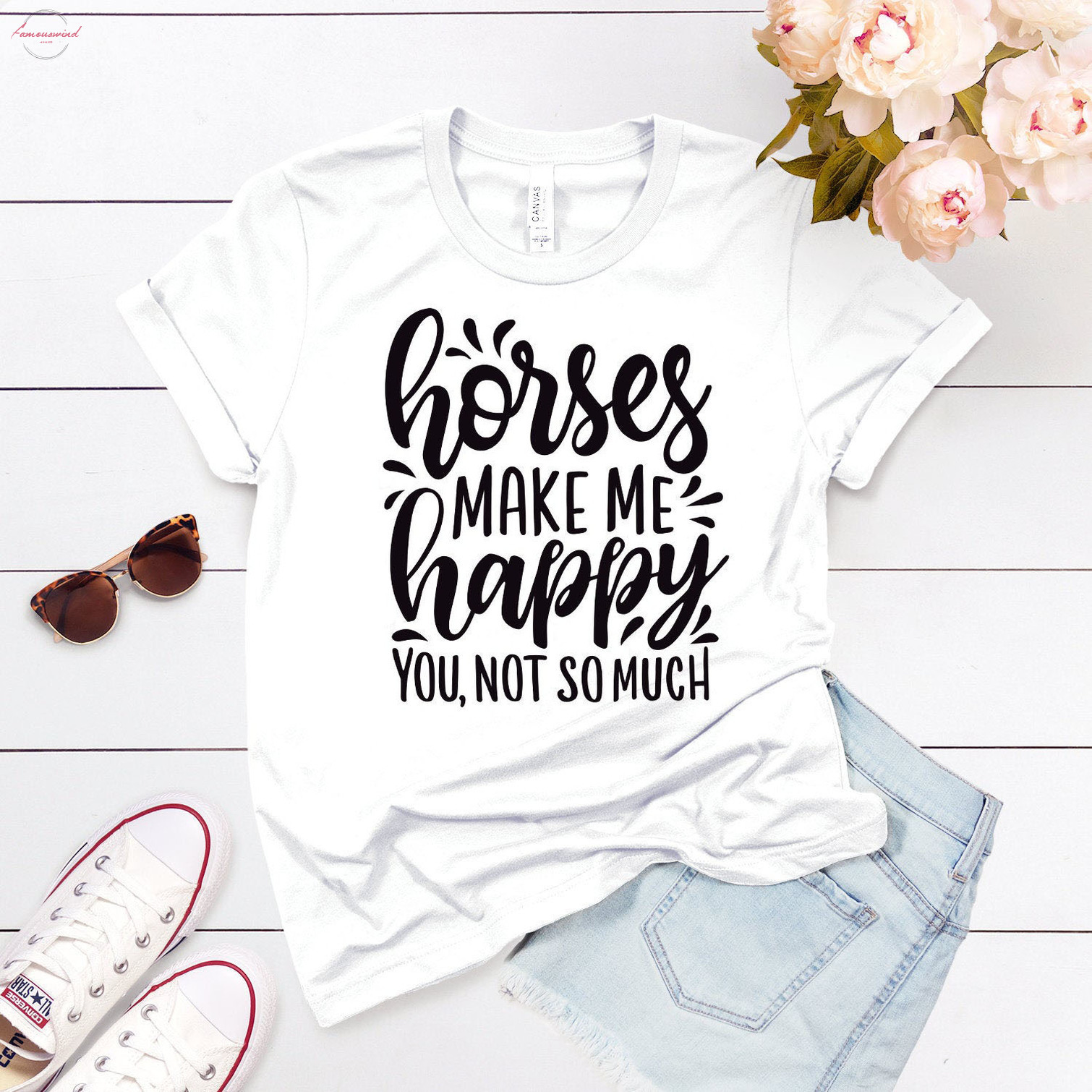 Toddler Baby Girl Horses Makes Me Happy You Not So Much Funny Short Sleeve Cotton T Shirts Basic Tops Tee Clothes