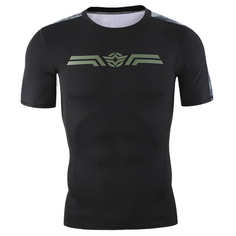 Compression à manches courtes pour hommes Col rond T-shirts à séchage rapide Combat tactique Sports de plein air T-shirt T-shirt respirant