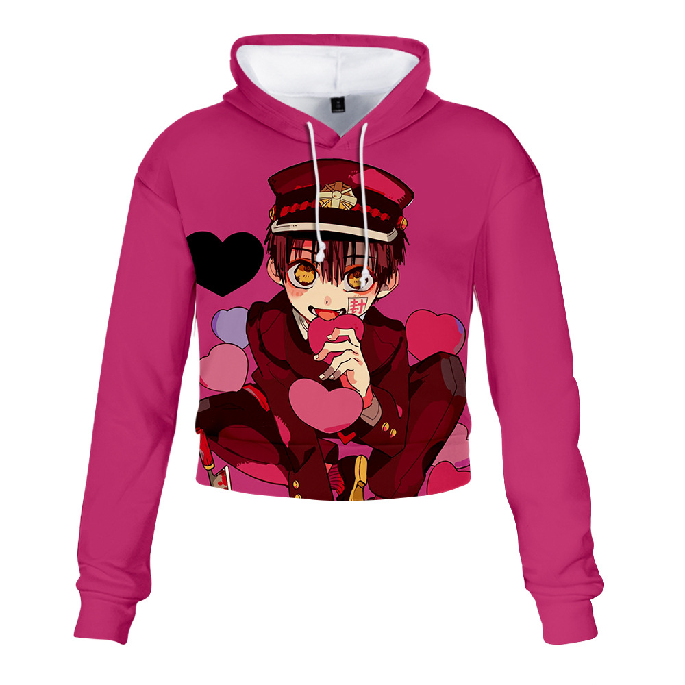 

Anime Toilet Bound Hanako Kun Crop Top Hoodie Nene Yashiro Harajuku Cropped Sweatshirt Long Sleeve Pullover Tops Cosplay Costume, Black