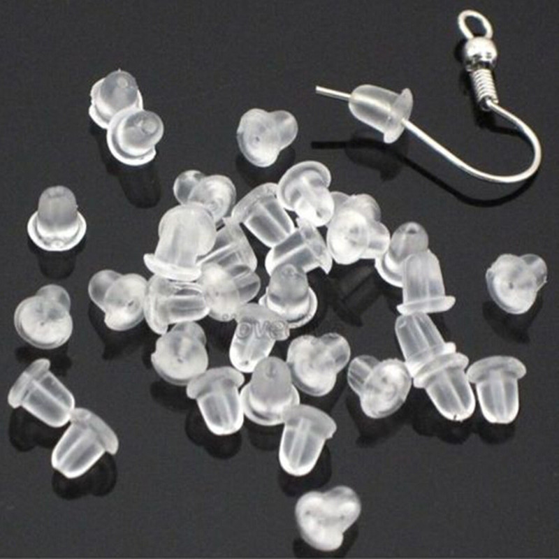 1000pcs Silicone Clear Earring Back Plugs Stoppers Ear Post Nuts Women Jewelry M