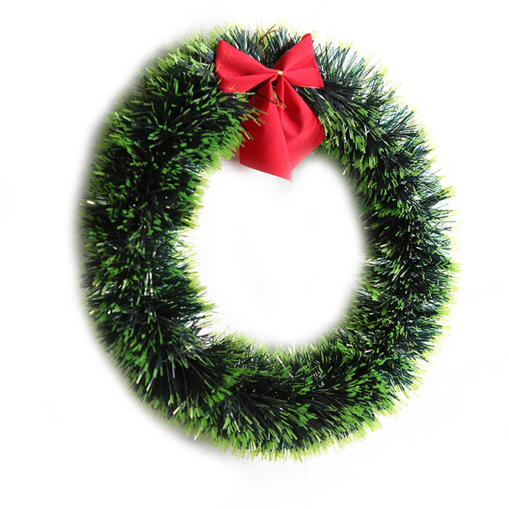 

1pc Christmas Green Wreath Decorative Garland with Bowknot Home Decor (Green, As pic