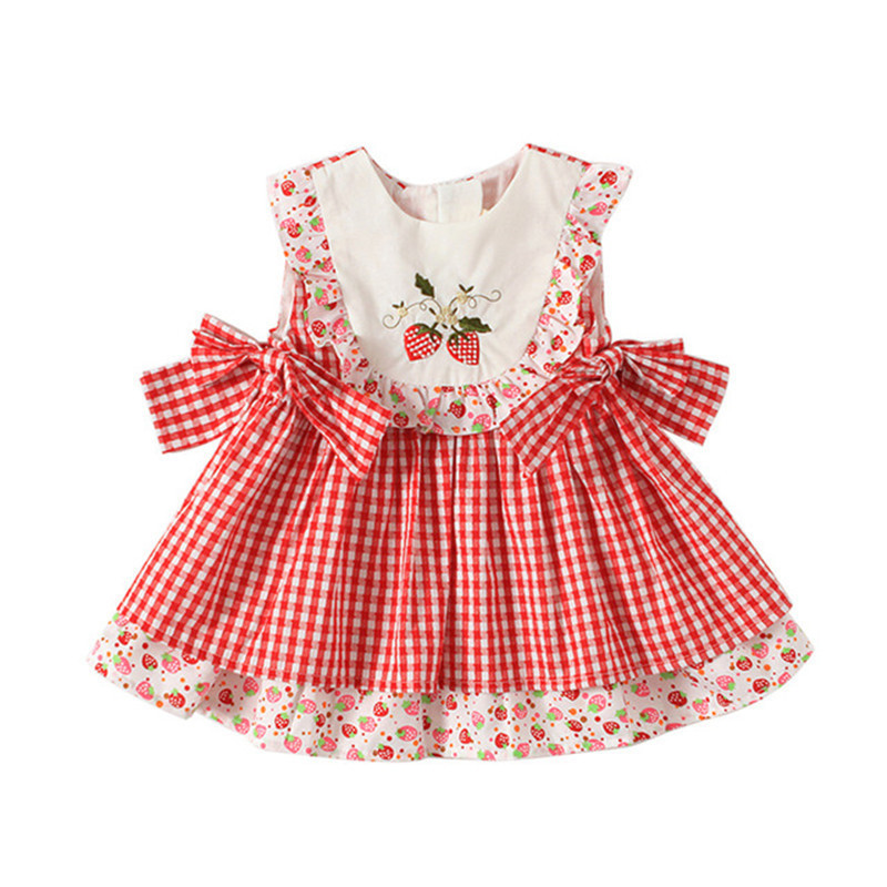 Summer Girls toddler baby sleeveless dress cotton party daily dress cherry print
