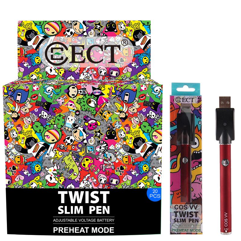 

Original ECT COS VV preheat battery 380mah vape pen variable voltage 2.0-2.6-3.3-4.0v 510 thread battery with display packaging