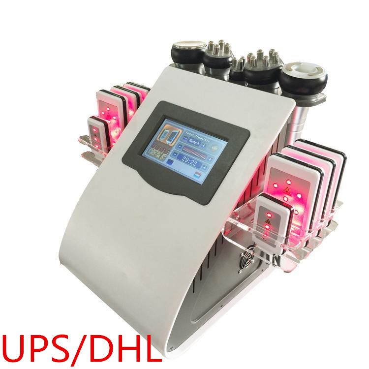 CE 6in1 40k Ultrasonic liposuction Cavitation 8 Pads LLLT lipo Laser Slimming Machine Vacuum RF Body Salon Spa Equipment