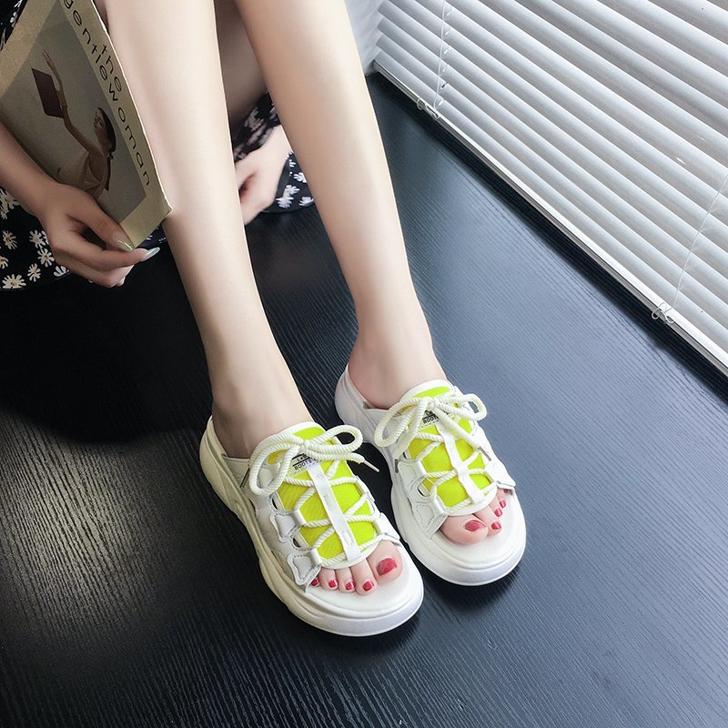 

Cross Band Casual Platform Wedge Slippers Sandals Women Hollow Thick Sole Sandals Summer Outdoor Beach Slippers Women 2020, White