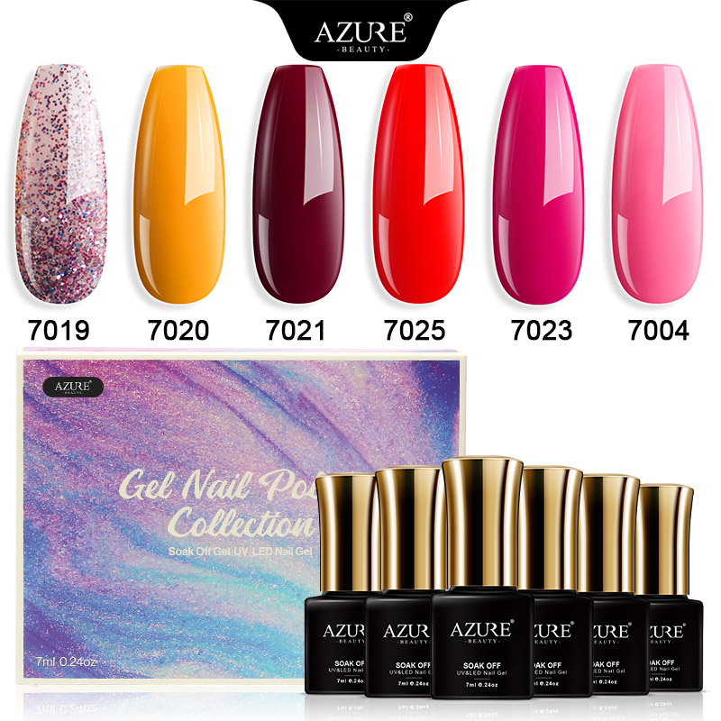 

Beauty 6Pcs/Lot Shiny Color Orange Led Nail Gel Polish With Box Packing Nail Art Led Salon Gel Polish Semi Permanent, Choose 6 colors