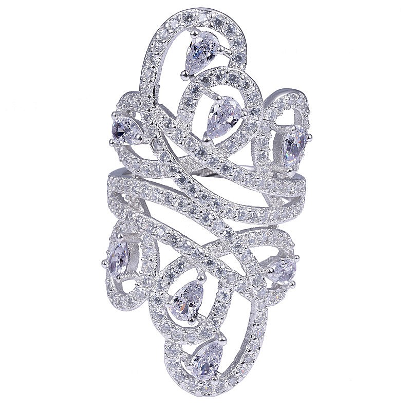 

Engagement wedding Jewelry 925 Sterling Silver ring finger Shine Gorgeous line Wide Simulated diamond Rings for women