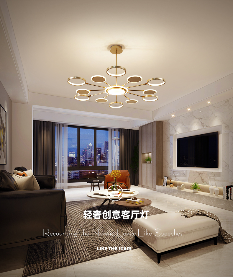 

Luxury Nordic pendant chandelier ceiling modern minimalist living room bedroom lamp new pendant chandelier atmospheric creative set pendant