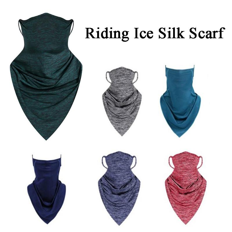 

Solid Cycling Face Scarf Facemask Bandana Ear Loops Face Summer Silk Motorcycle Anti-uv Headscarf Seamless Magic Cover