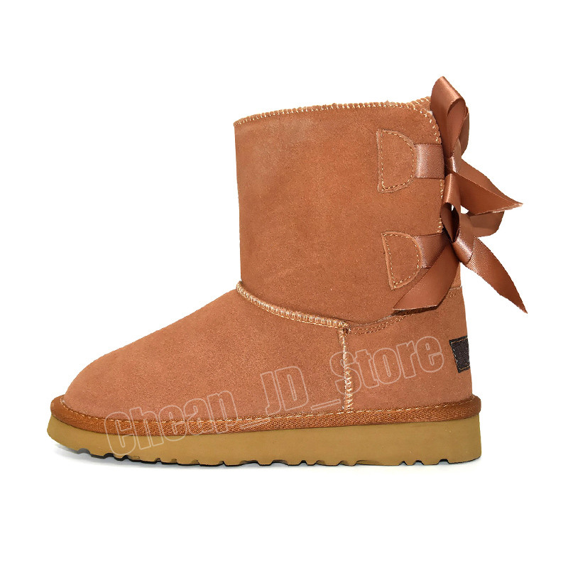 

women boots Classic Australia Short Mini Ankle Knee Tall designer boots Bailey Bow men winter snow booties 36-41 Keep Warm New Arrival A13, 2 ankle bailey bow - grey