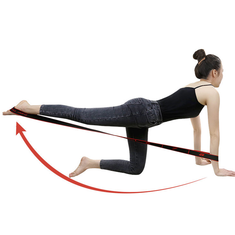 

Hot Selling 8 Grid Digital Position Elastic Band Stretch Belts for Fitness Yoga Latin Dance, Red